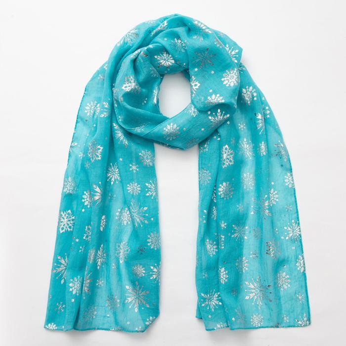 Палантин "Снежное настроение", размер 48 х 180 см, цвет голубой/серебро