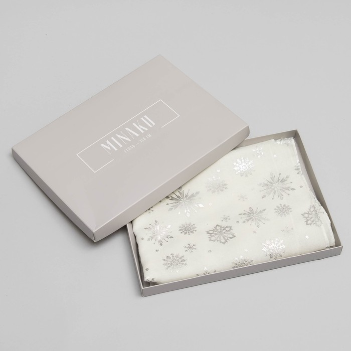 Палантин "Снежное настроение", размер 48 х 180 см, цвет белый/серебро