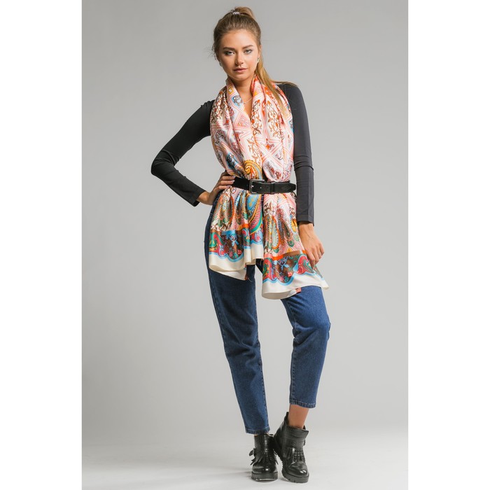 Палантин "Пинар" , размер 70 х 180 см, цвет коралловый