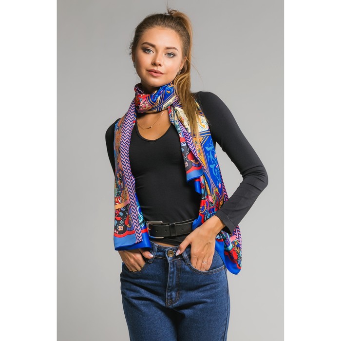 Палантин "Пинар" , размер 70 х 180 см, цвет синий