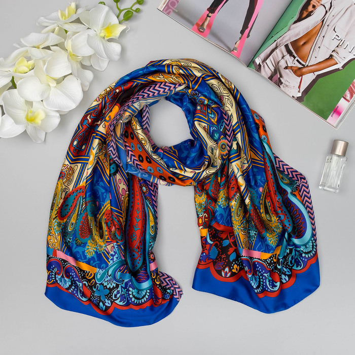 Палантин "Пинар" , размер 70 х 180 см, цвет синий