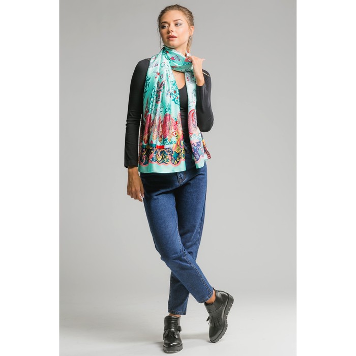 Палантин "Пинар" , размер 70 х 180 см, цвет зелёный