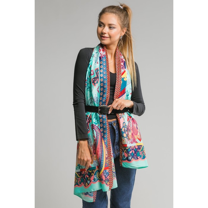 Палантин "Пинар" , размер 70 х 180 см, цвет зелёный