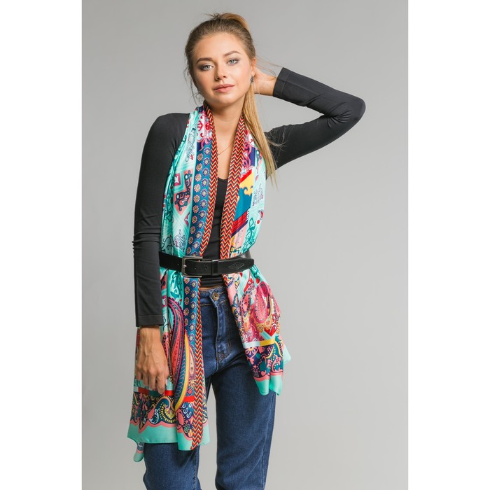 Палантин "Пинар" , размер 70 х 180 см, цвет зелёный