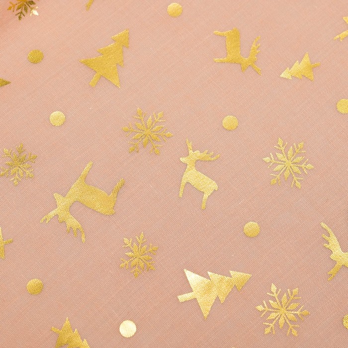 Палантин "Новогодние друзья", размер 48 х 180 см, цвет персиковый/золото