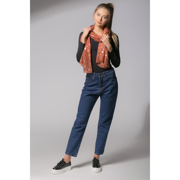 Палантин "Новогодние друзья", размер 48 х 180 см, цвет коричневый/золото