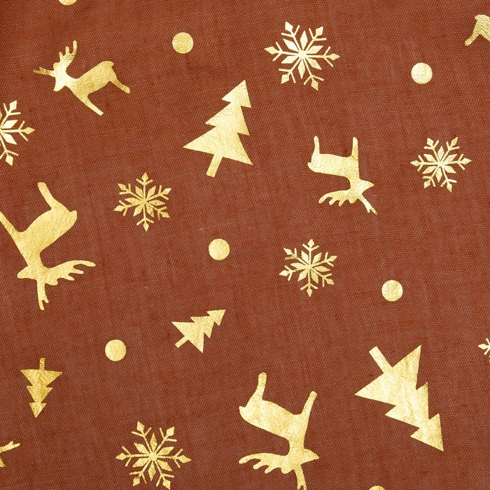 Палантин "Новогодние друзья", размер 48 х 180 см, цвет коричневый/золото