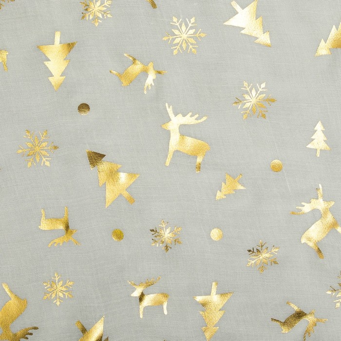Палантин "Новогодние друзья", размер 48 х 180 см, цвет белый/золото