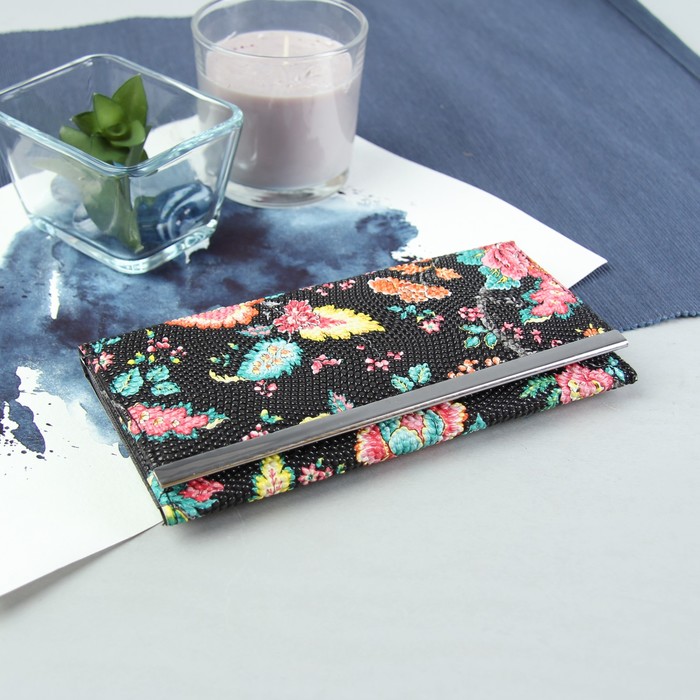 Кошелёк женский, 3 отдела, для карт, на клапане, цвет чёрный