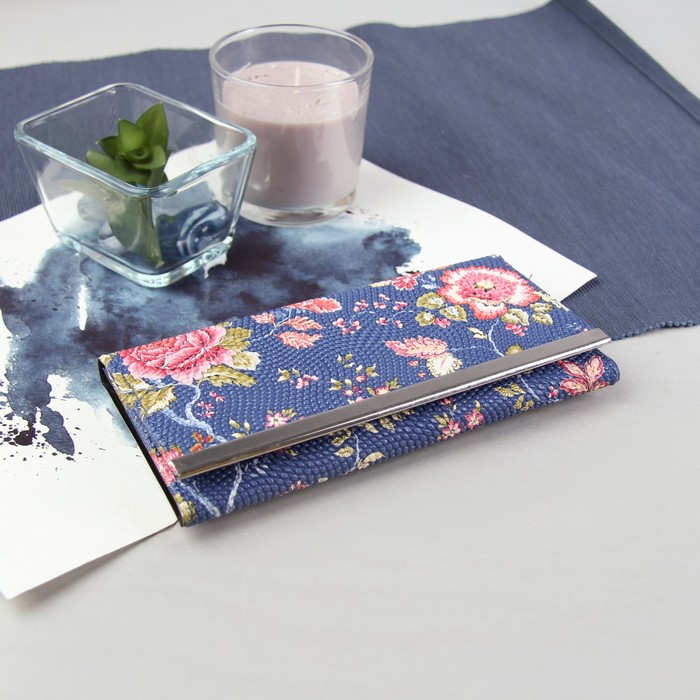 Кошелёк женский, 3 отдела, для карт, на клапане, цвет синий