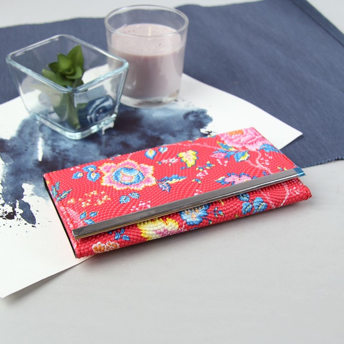 Кошелёк женский, 3 отдела, для карт, на клапане, цвет красный