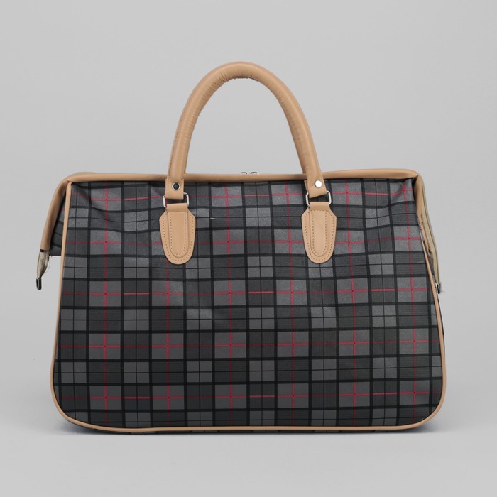 Сумка дорожная «Клетка», отдел на молнии, цвет чёрный