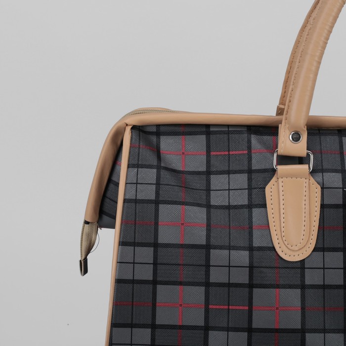 Сумка дорожная «Клетка», отдел на молнии, цвет чёрный