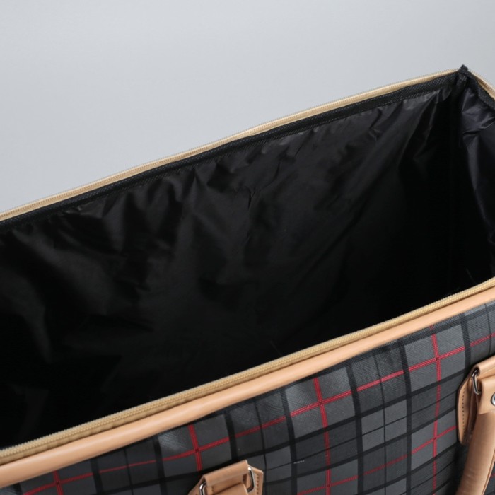 Сумка дорожная «Клетка», отдел на молнии, цвет чёрный