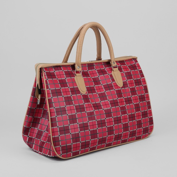 Сумка дорожная «Клетка», отдел на молнии, цвет красный