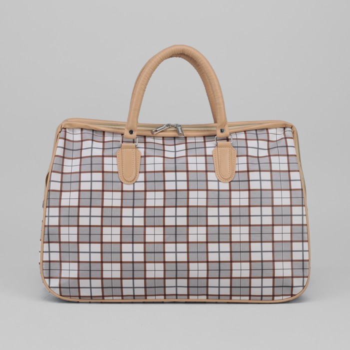 Сумка дорожная «Клетка», отдел на молнии, цвет бежевый