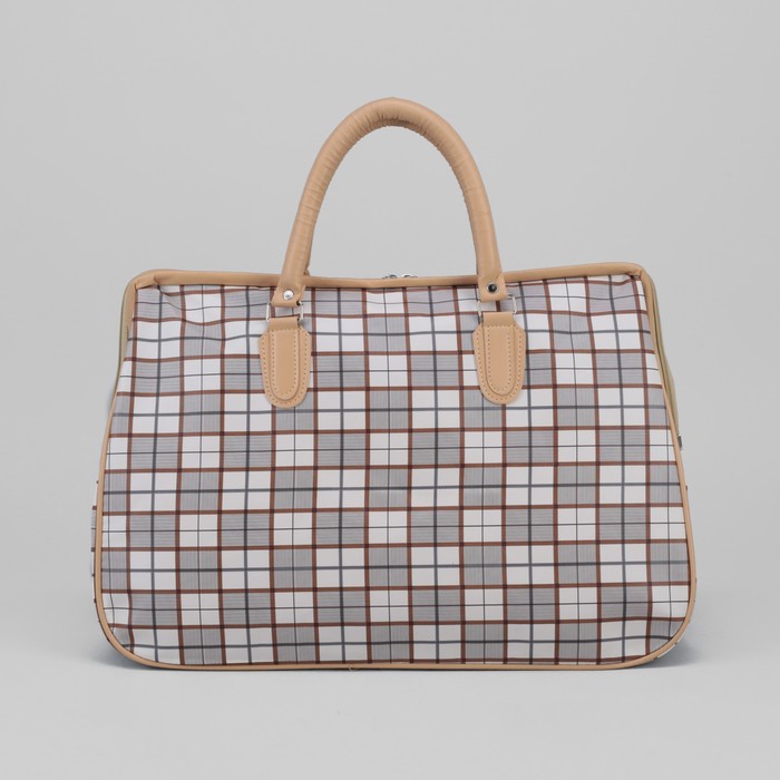 Сумка дорожная «Клетка», отдел на молнии, цвет бежевый