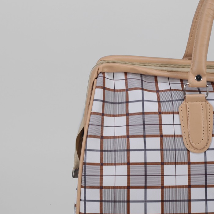 Сумка дорожная «Клетка», отдел на молнии, цвет бежевый