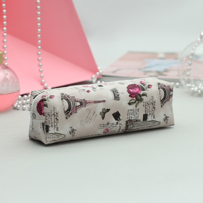 Косметичка-футляр «Города», отдел на молнии, цвет кофе