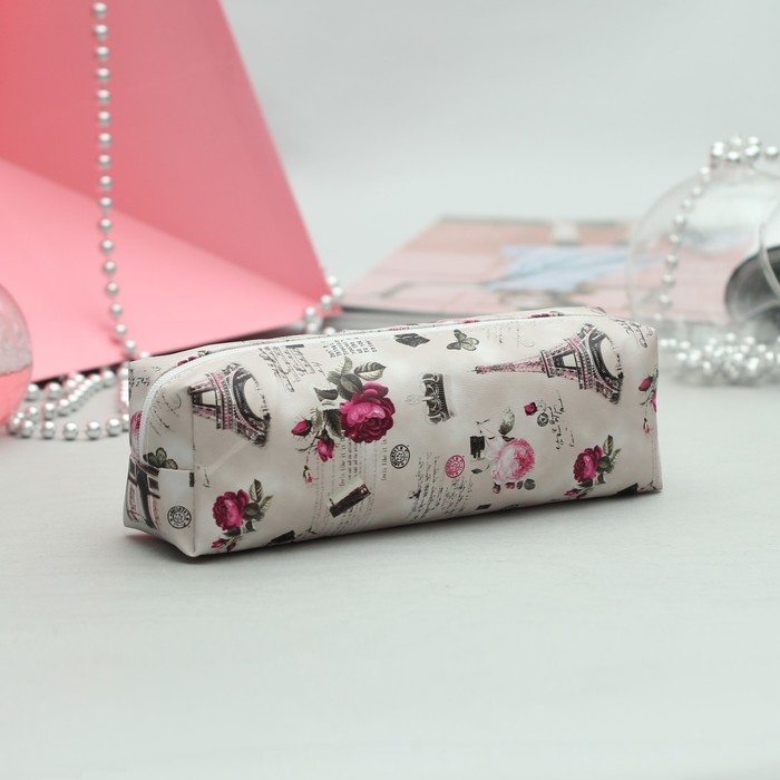 Косметичка-футляр «Города», отдел на молнии, цвет кофе