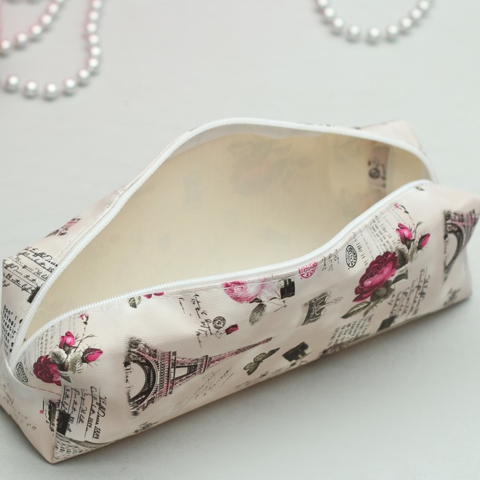 Косметичка-футляр «Города», отдел на молнии, цвет кофе