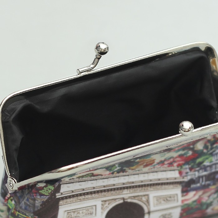 Косметичка-фермуар «Города», отдел на рамке, цвет малиновый