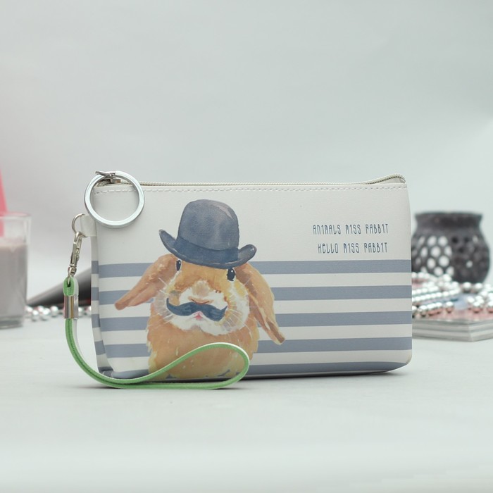 Косметичка простая «Кролик», отдел на молнии, цвет голубой