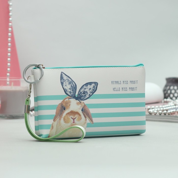 Косметичка простая «Кролик», отдел на молнии, цвет мятный