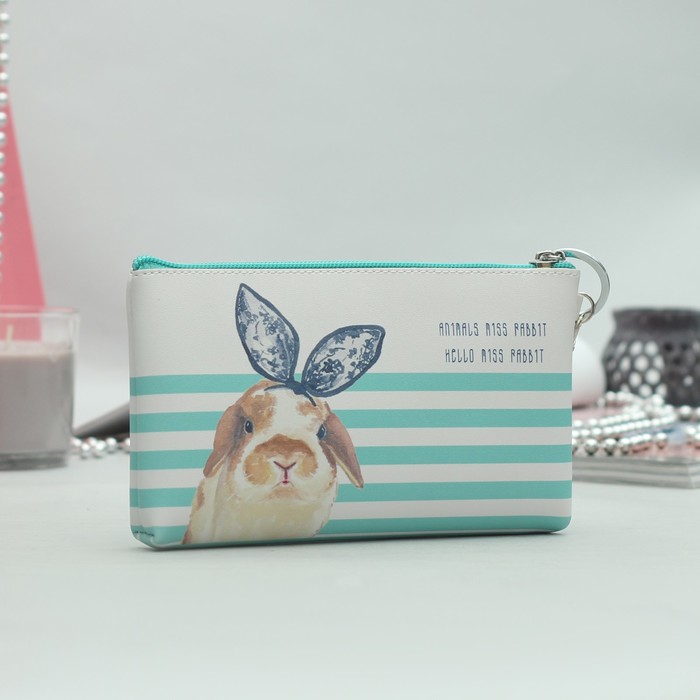 Косметичка простая «Кролик», отдел на молнии, цвет мятный