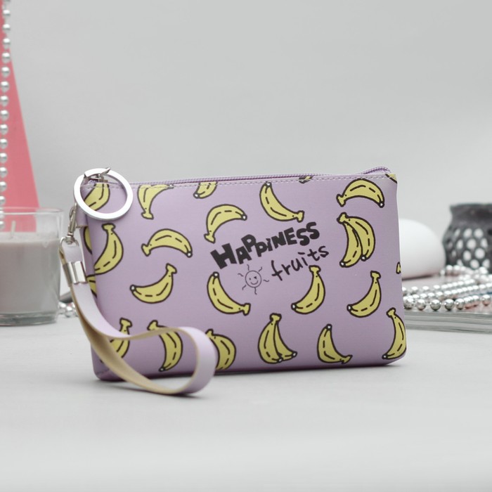 Косметичка простая «Фрукты», отдел на молнии, цвет сиреневый