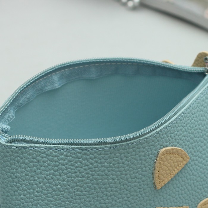 Косметичка простая «Мяу», отдел на молнии, цвет голубой