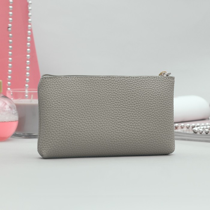 Косметичка простая «Мяу», отдел на молнии, цвет серый