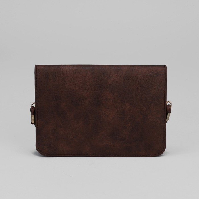 Сумка женская, 2 отдела на клапане, длинный ремень, цвет коричневый