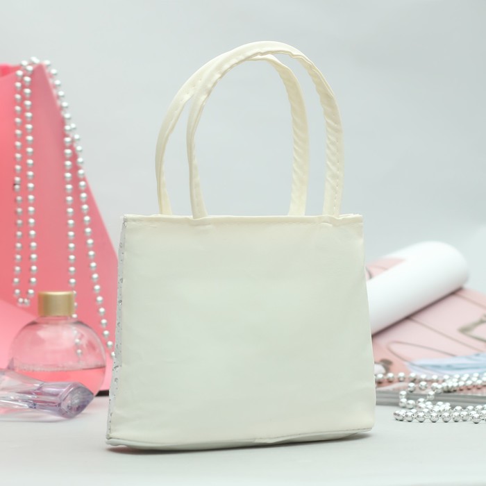 Сумка детская «Киска с цветком», отдел на молнии, 2 ручки, цвет белый