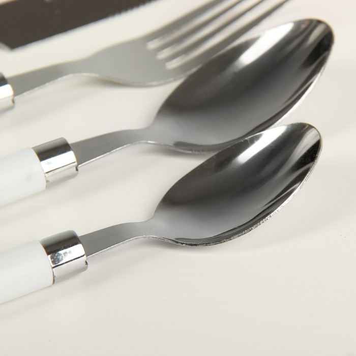 Набор столовых приборов "Стиль", 4 предмета, толщина 1 мм, цвет белый