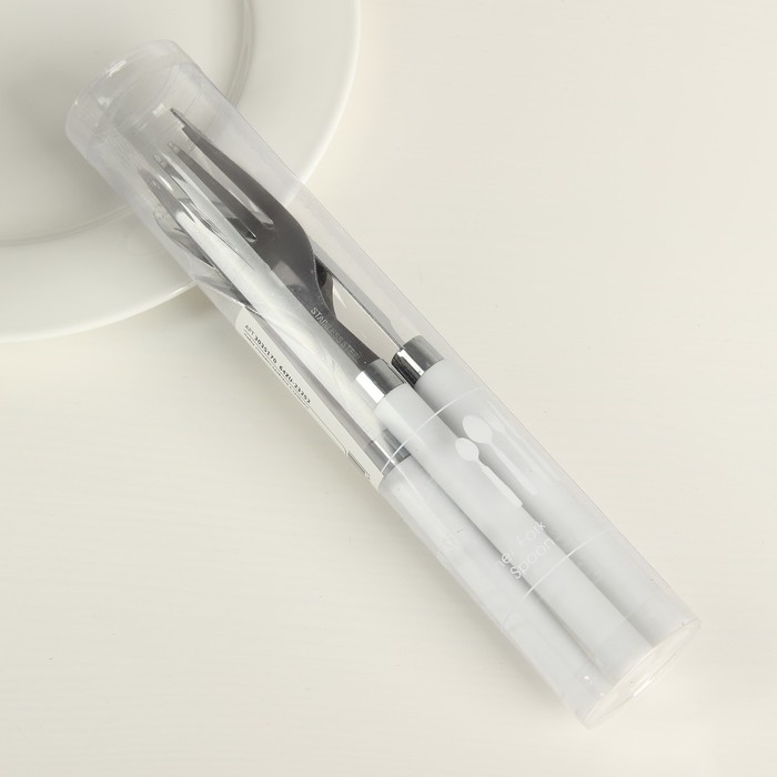 Набор столовых приборов "Стиль", 4 предмета, толщина 1 мм, цвет белый