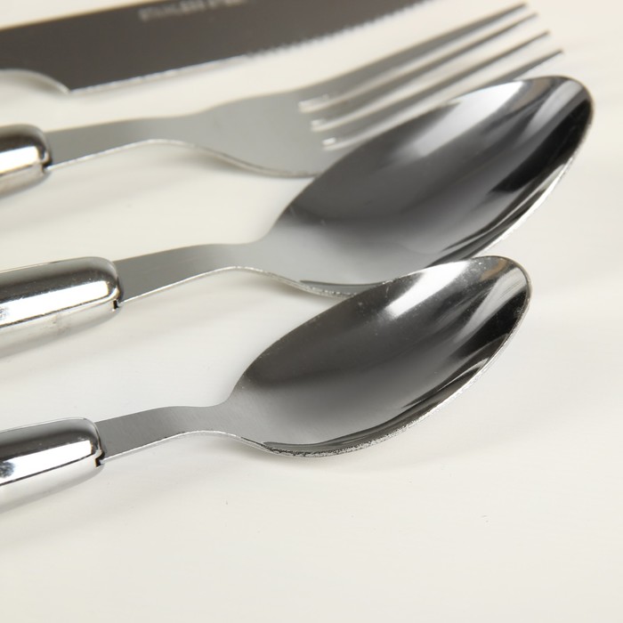 Набор столовых приборов "Карамель", 4 предмета, толщина 1 мм, цвет зеленый