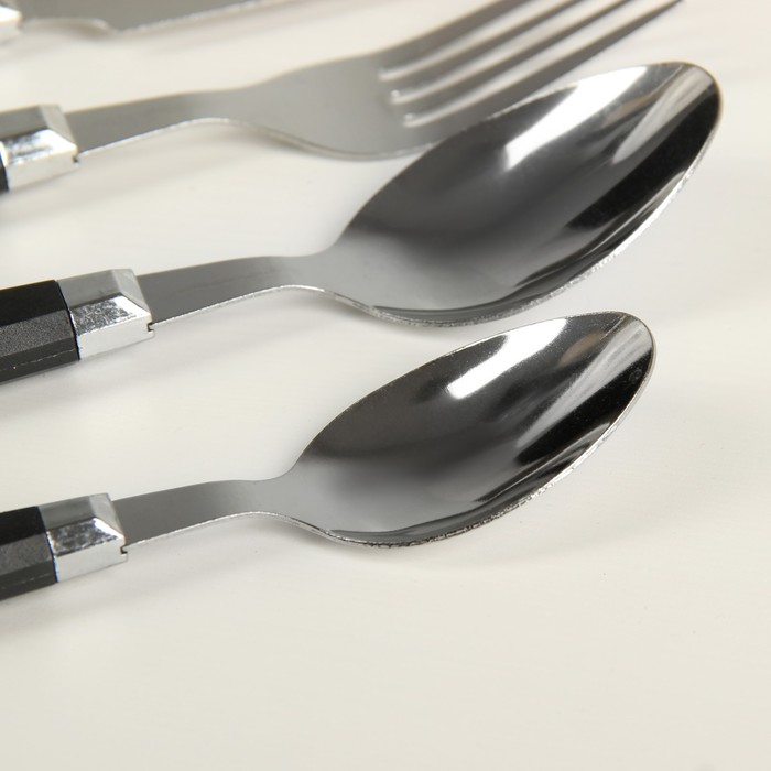 Набор столовых приборов "Модерн", 4 предмета, толщина 1 мм, цвет черный