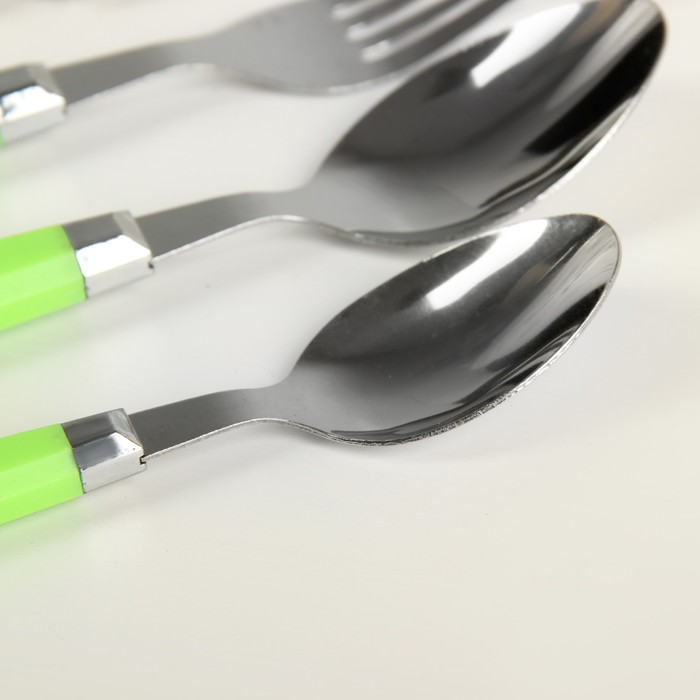 Набор столовых приборов "Модерн", 4 предмета, толщина 1 мм, цвет зеленый
