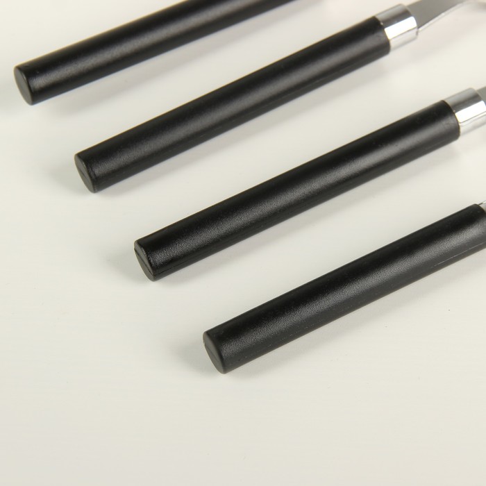 Набор столовых приборов "Кухня", 4 предмета, толщина 1,5 мм, цвет черный