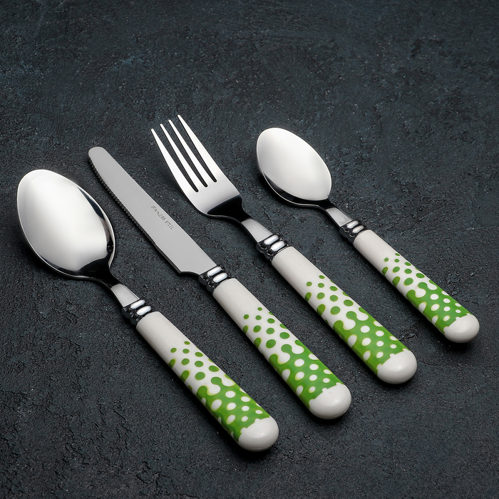 Набор столовых приборов "Дифьюжн", 16 предметов, цвет зеленый