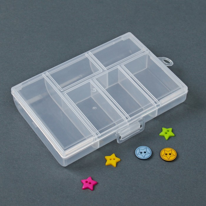 Органайзер для рукоделия, 6 отделений, 12*8*2,5см, цвет прозрачный