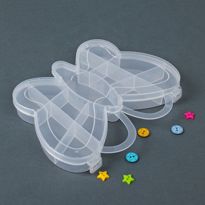 Органайзер для рукоделия "Бабочка", 7 отделений, 14*11*2см, цвет прозрачный