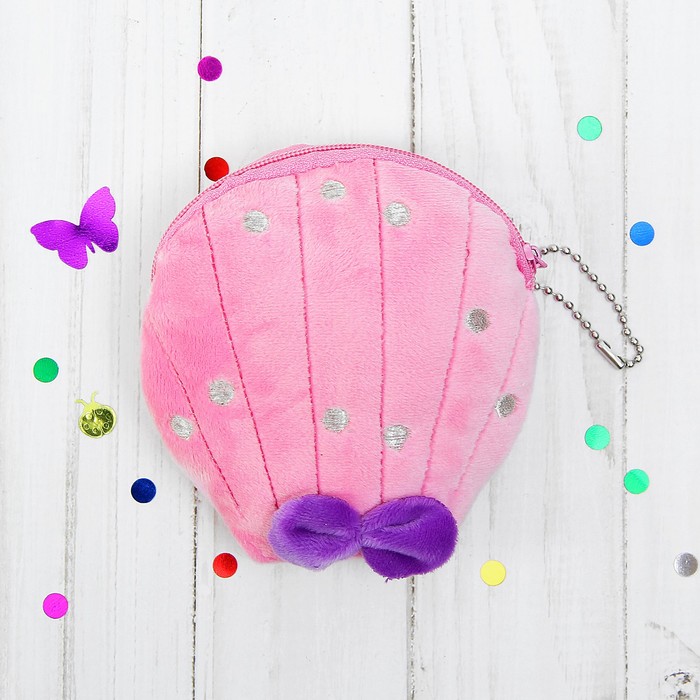 Мягкий кошелёк "Ракушка с бантиком", цвета МИКС