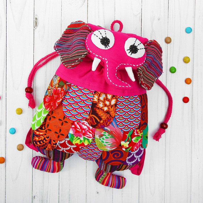 Мягкий рюкзак &quot;Слон&quot; лоскутный, цвета МИКС