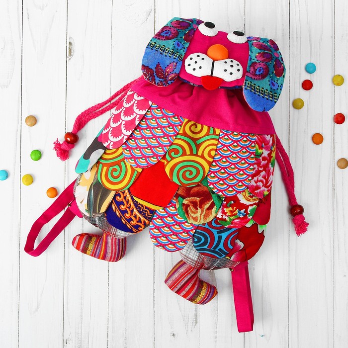 Мягкий рюкзак &quot;Пёсик&quot; лоскутный, цвета МИКС