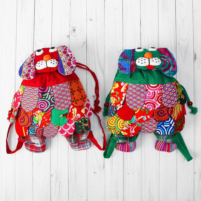 Мягкий рюкзак "Пёсик" лоскутный, цвета МИКС