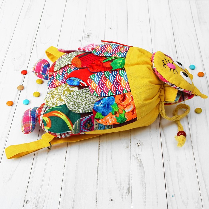 Мягкий рюкзак "Котик" лоскутный, цвета МИКС