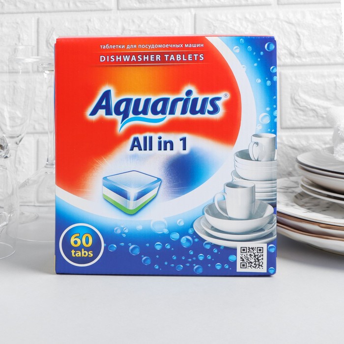 Таблетки для посудомоечных машин Aquarius All in 1, 60 шт порошок для посудомоечных машин aquarius all in 1 1000 г