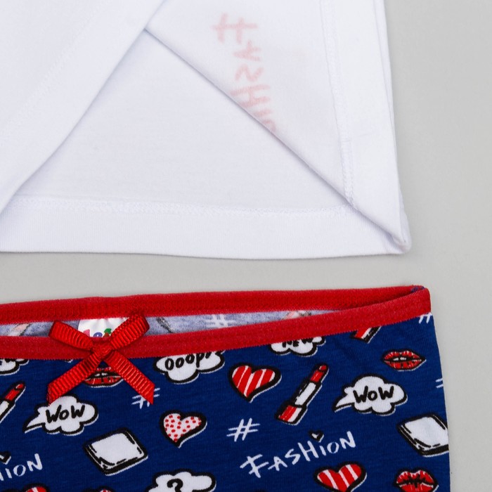 Комплект для девочки (майка,трусы), рост 92 (52) см, цвет белый/тем.синий 3164_М